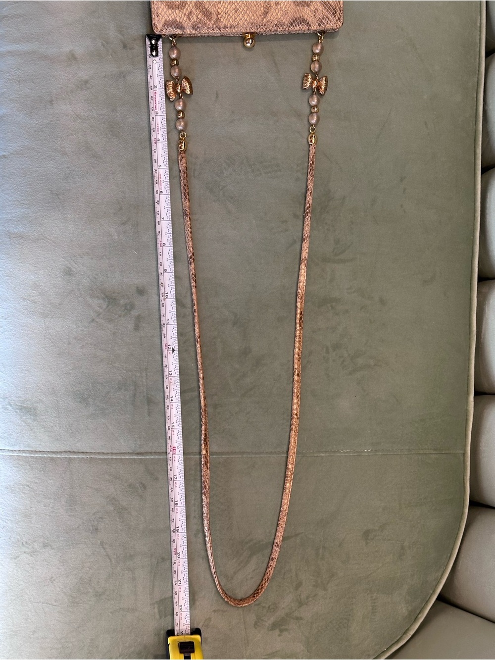 Vintage RODO Italy Snakeskin Evening Clutch Beaded Strap - Picture 15 of 16